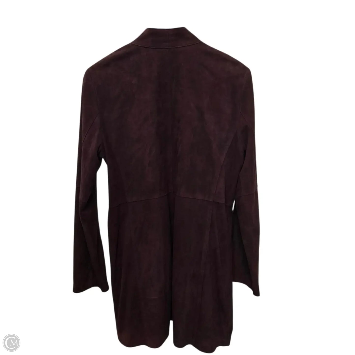 Jacket Leather By Eileen Fisher In Maroon, Size: M