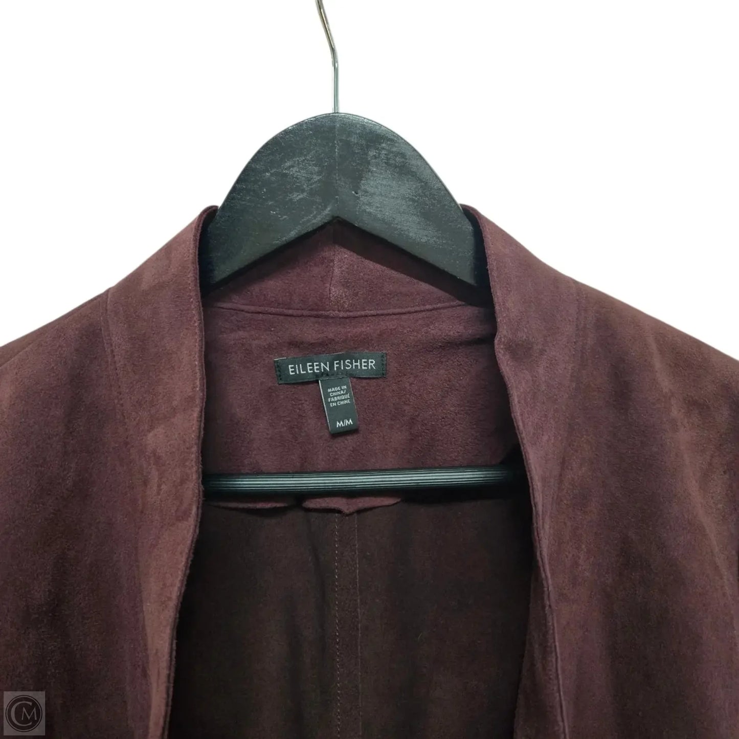 Jacket Leather By Eileen Fisher In Maroon, Size: M