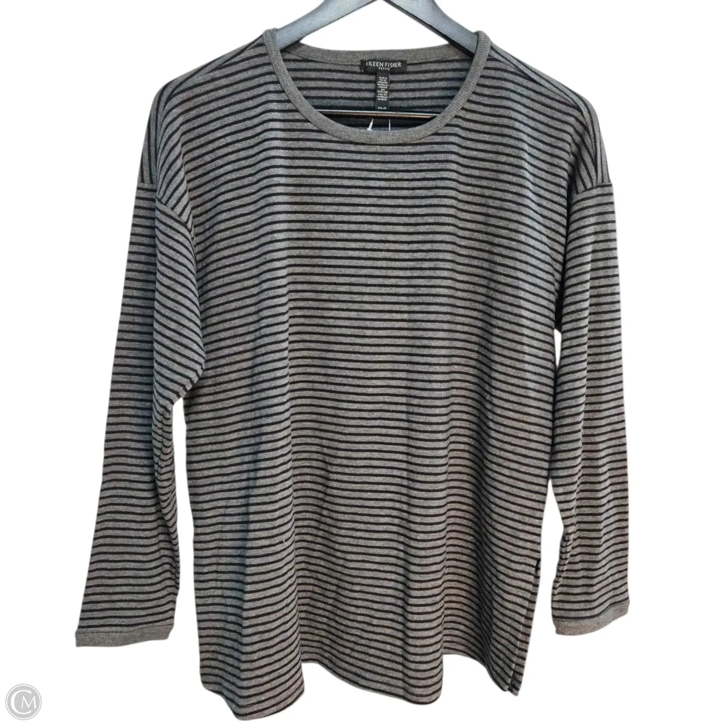 Top Long Sleeve Basic By Eileen Fisher In Black & Grey, Size: Sp