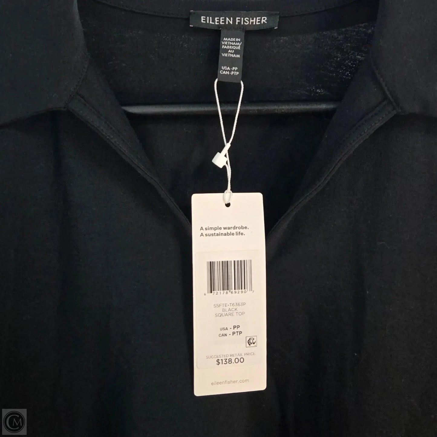 Top Short Sleeve By Eileen Fisher In Black, Size: Sp