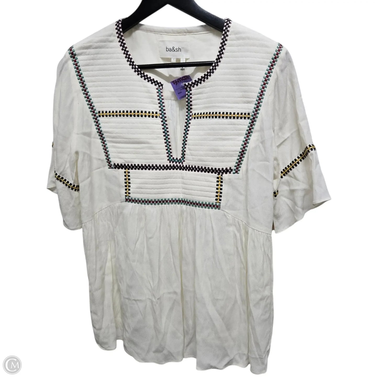 Top Short Sleeve By Clothes Mentor In Cream, Size: L