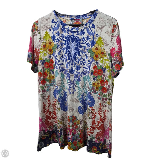 Top Short Sleeve Basic By Johnny Was In Multi-colored, Size: L
