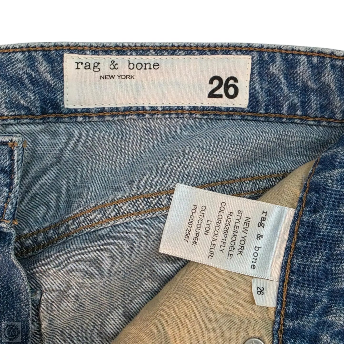 Jeans Wide Leg By Rag And Bone In Blue Denim, Size: 2
