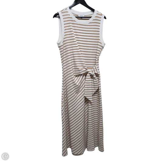 Dress Casual Maxi By Evereve In Cream & Tan, Size: Xl