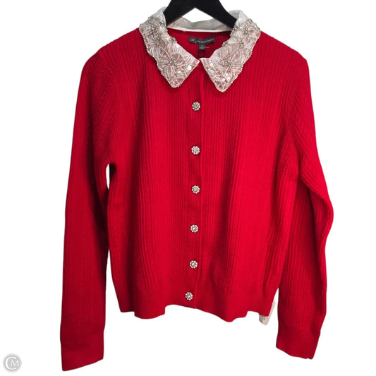Sweater Cardigan By Adrianna Papell In Red, Size: L