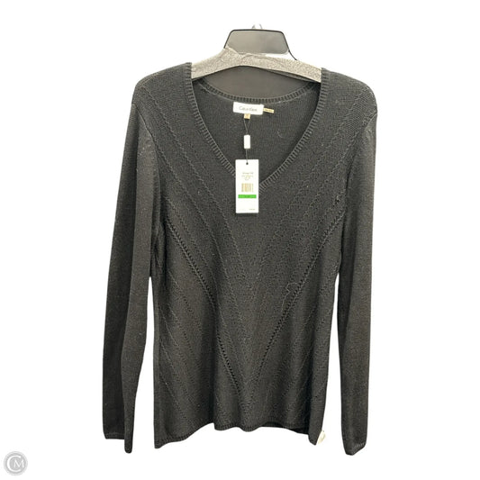 Top Long Sleeve By Calvin Klein In Black, Size: L