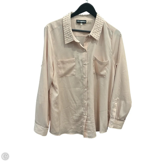 Top Long Sleeve Designer By Karl Lagerfeld In Peach, Size: L