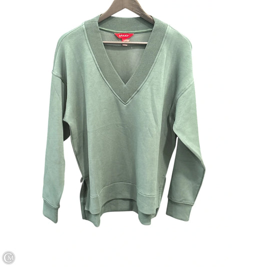 Spanx V-Neck Sweatshirt In Green, Size: M