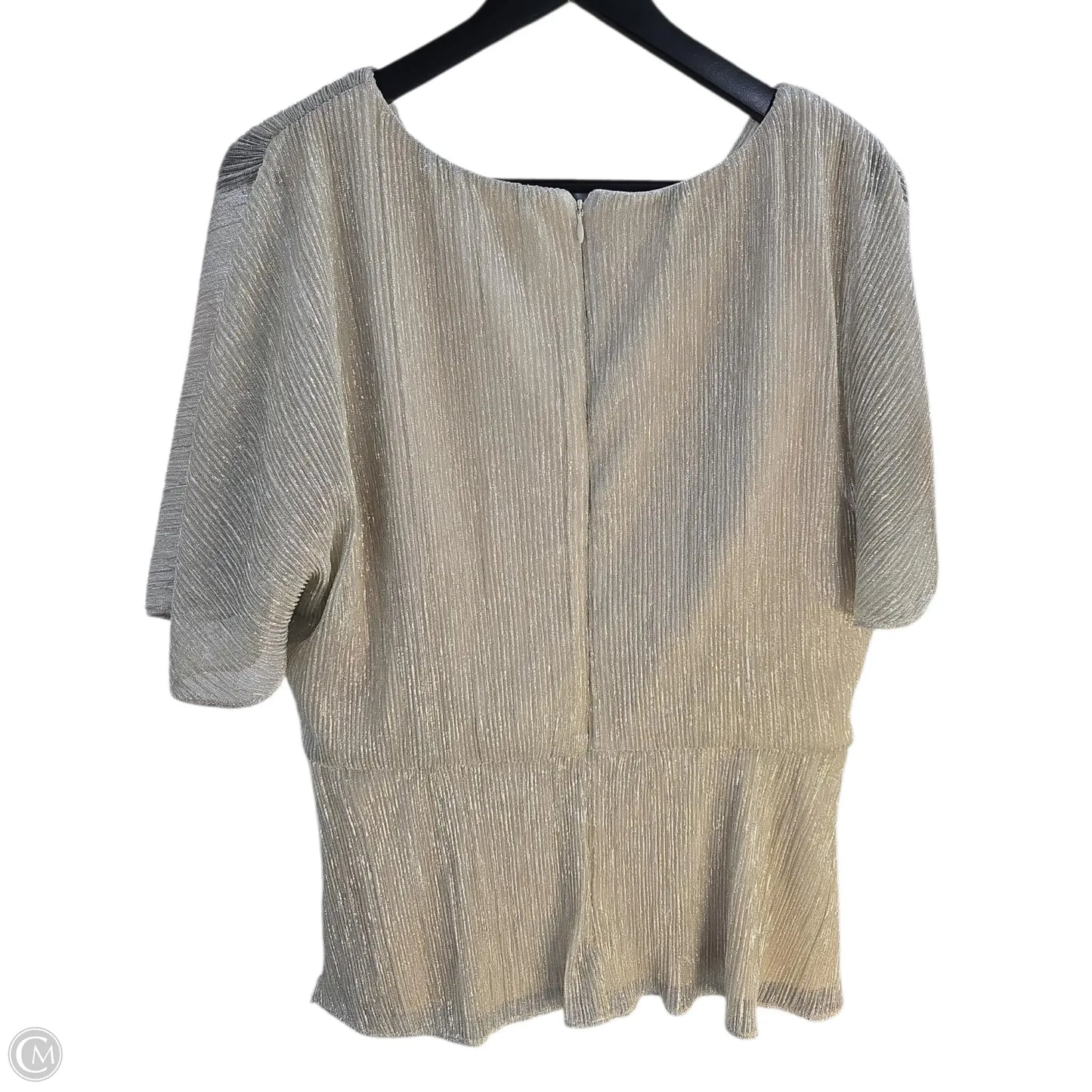 Top Short Sleeve By Adrianna Papell In Silver, Size: 16