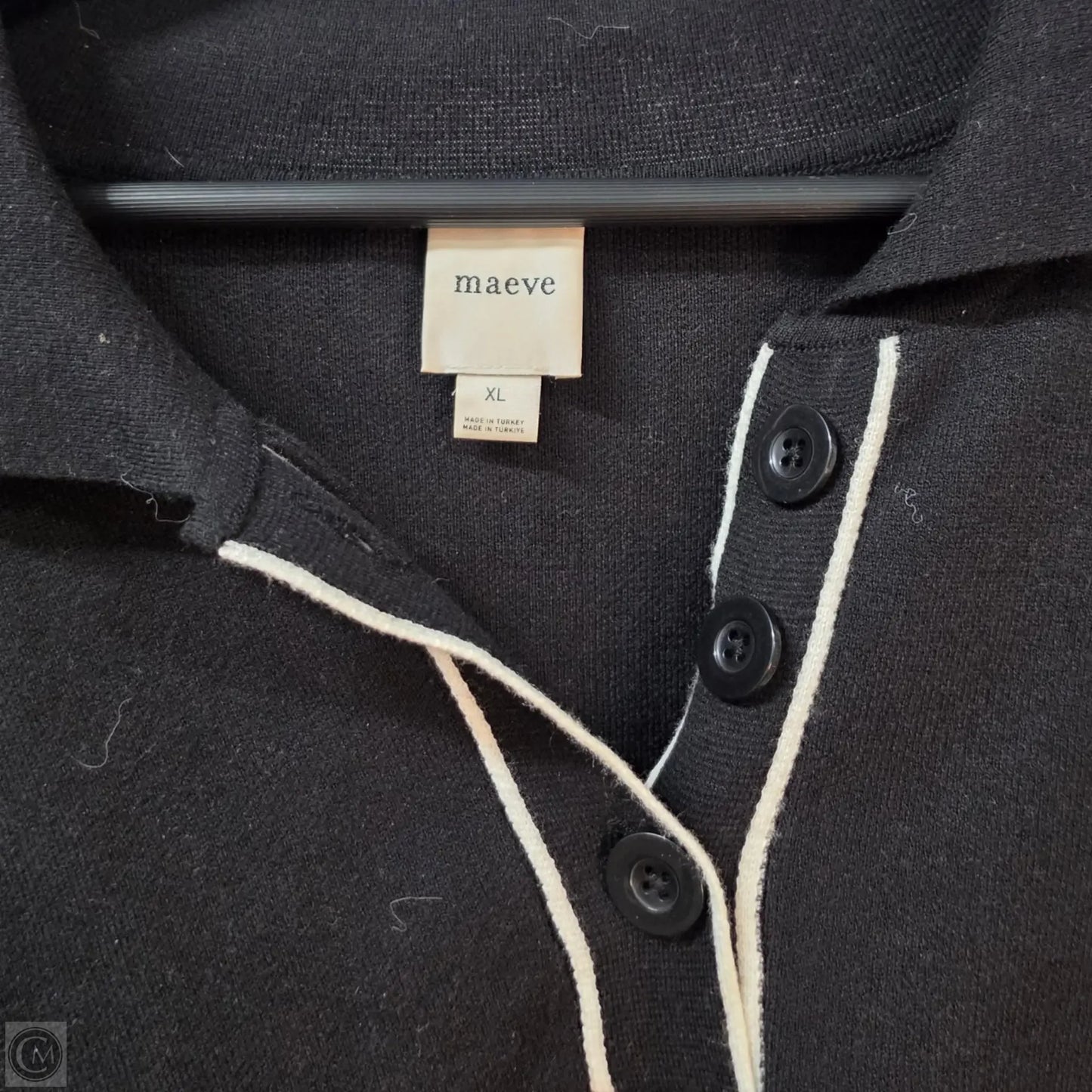 Sweater By Maeve In Black & Cream, Size: Xl