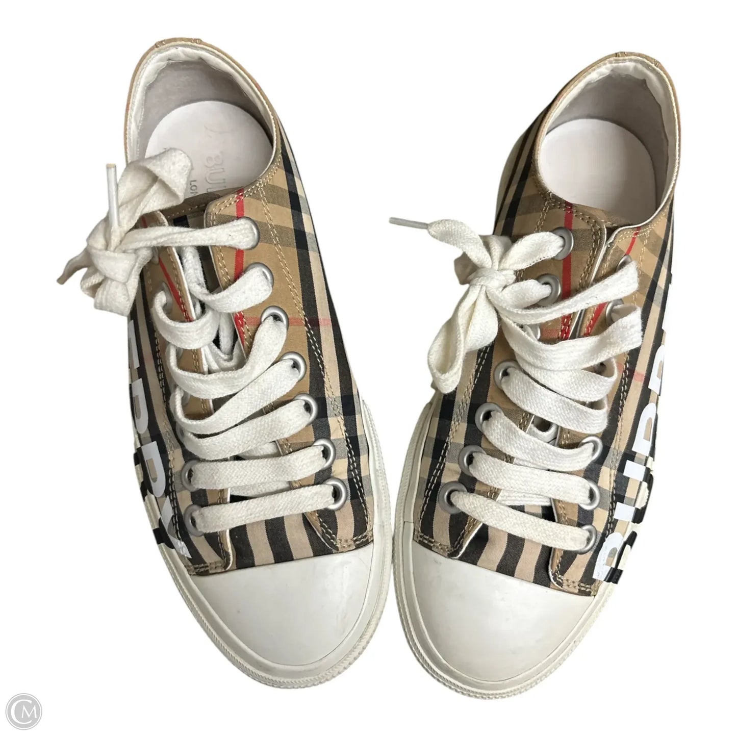 Shoes Luxury Designer By Burberry In Plaid Pattern, Size: