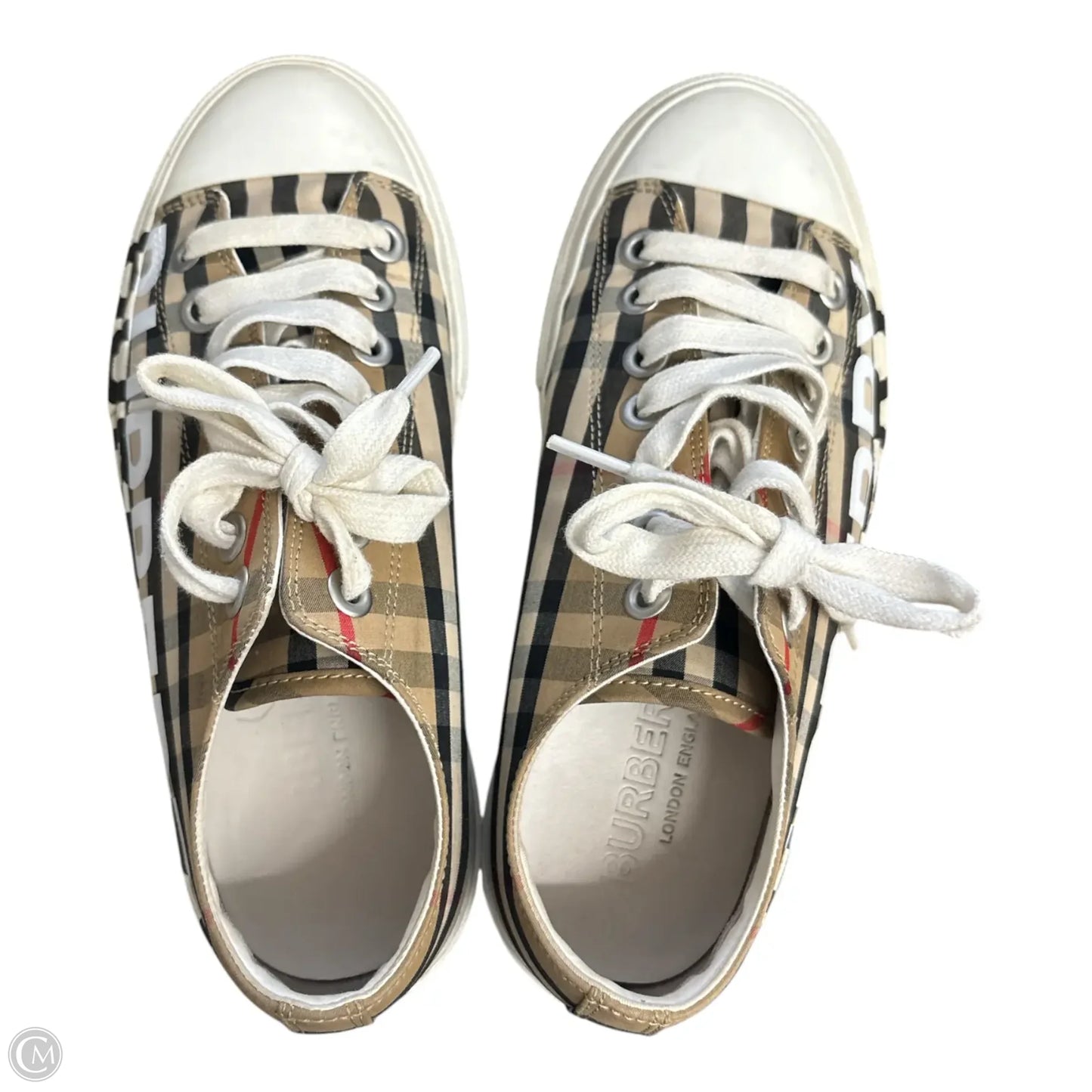 Shoes Luxury Designer By Burberry In Plaid Pattern, Size: