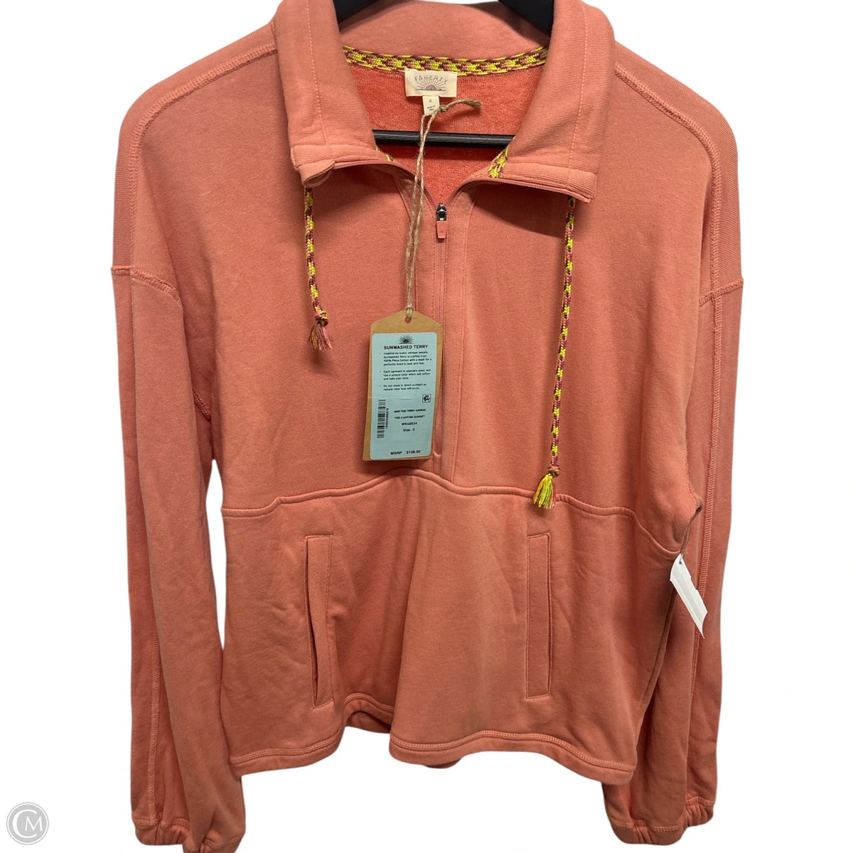 Sweatshirt Collar By Faherty In Orange, Size: S
