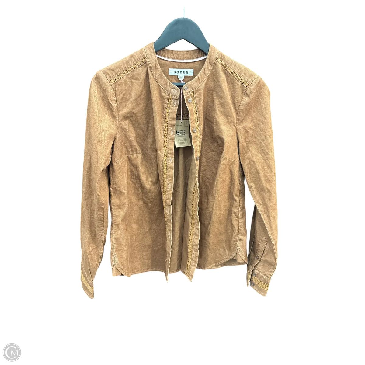 Boden Long Sleeve Button Down Top In Brown, Size: 6