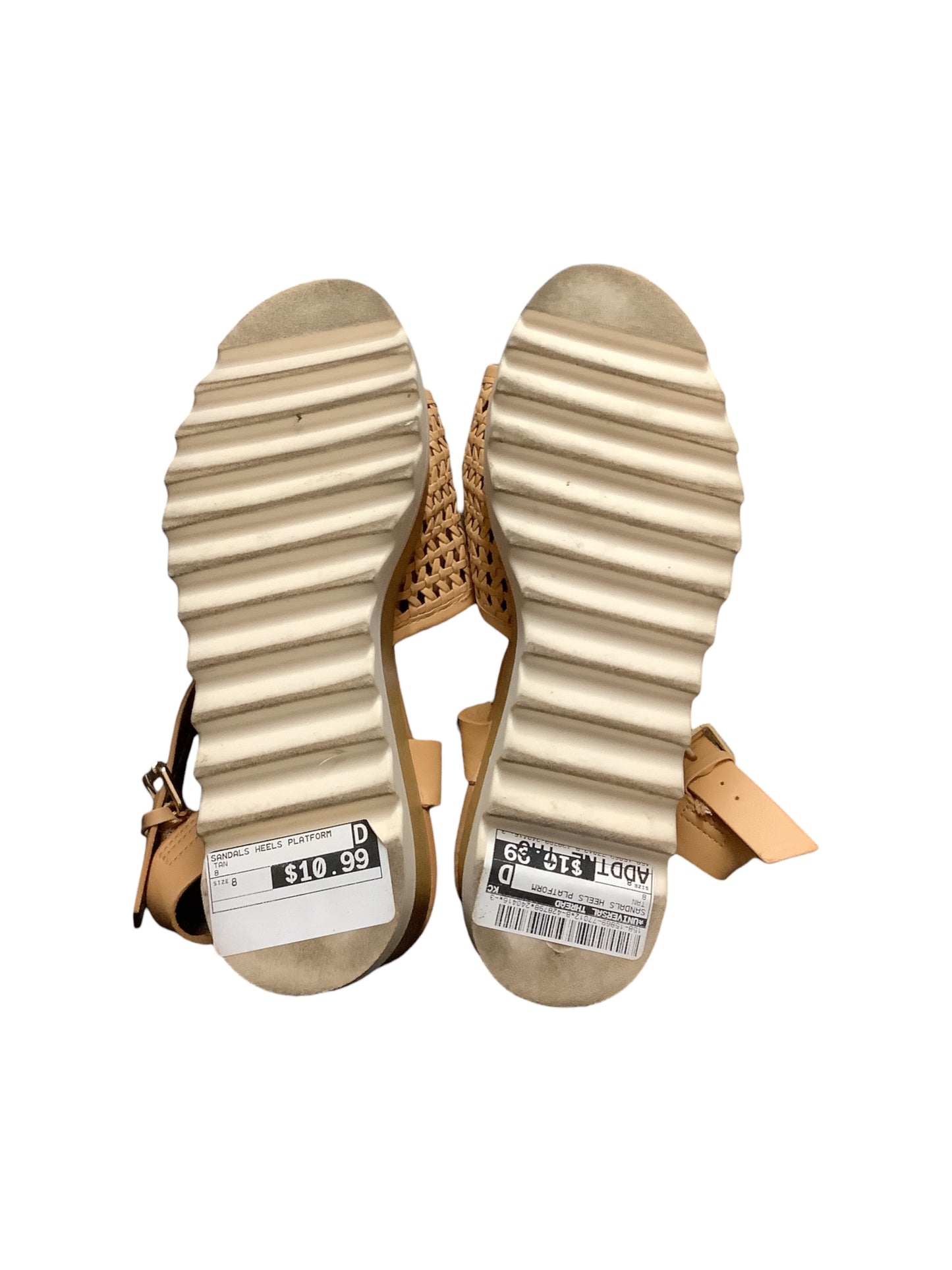 Tan Sandals Heels Platform Universal Thread, Size 8