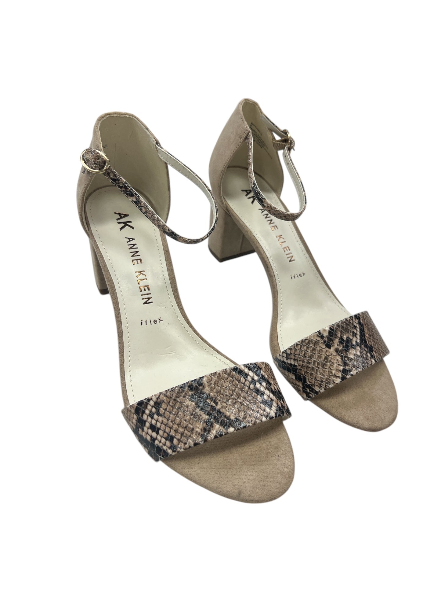 Sandals Heels Block By Anne Klein In Snakeskin Print, Size: 8