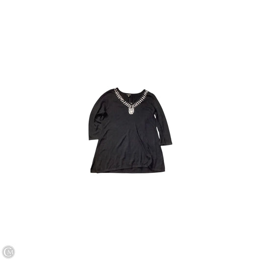 Top Long Sleeve By Iman Hsn In Black, Size: L