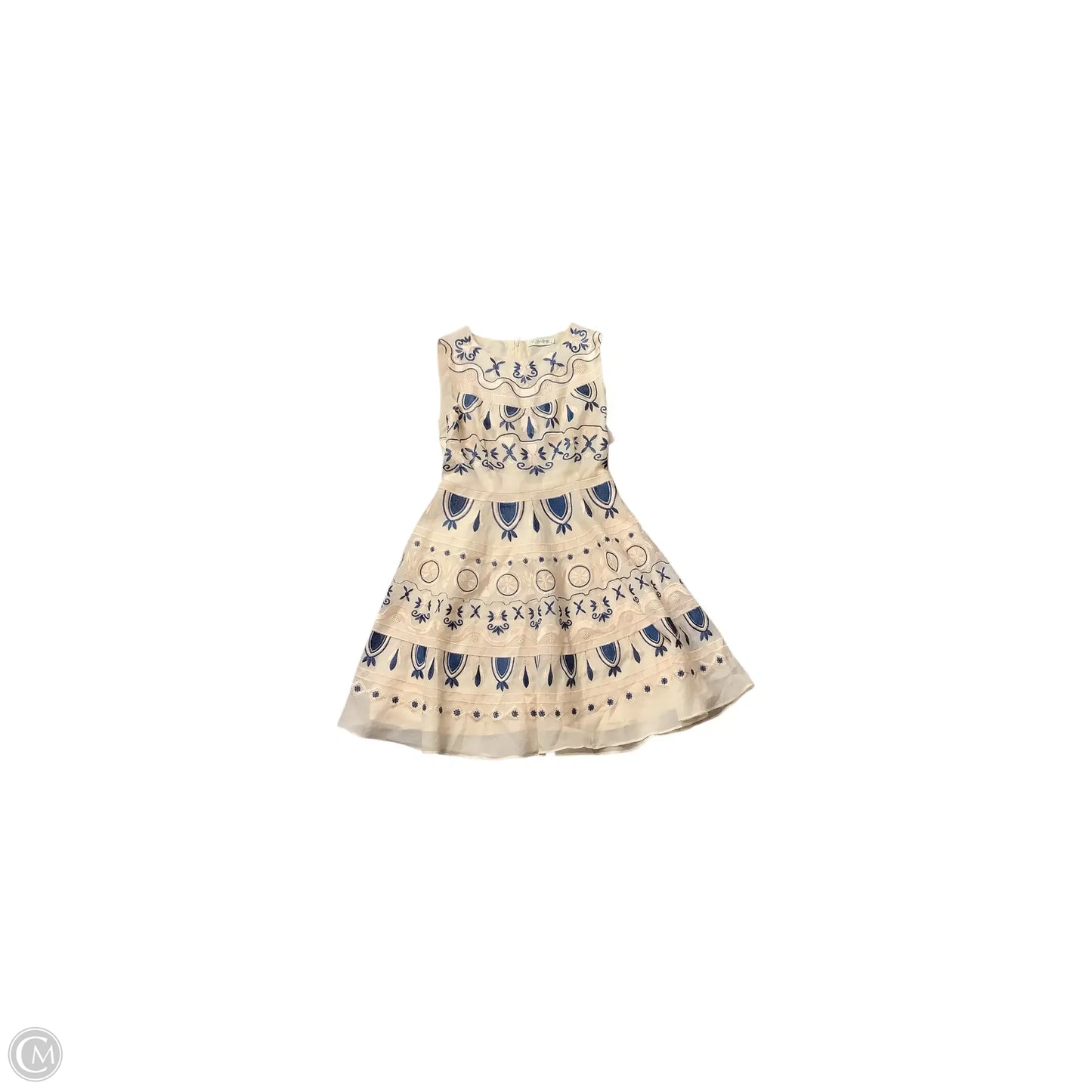 Dress Casual Short By Clothes Mentor In Blue & Cream, Size: M