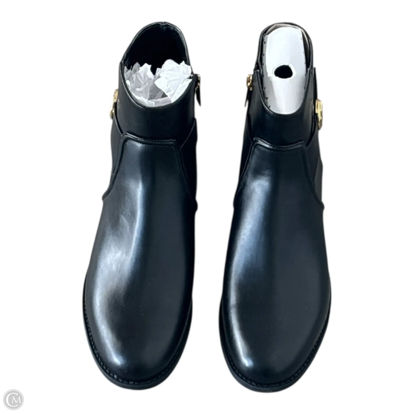 Boots Ankle Flats By Michael By Michael Kors In Black & Gold, Size: 11