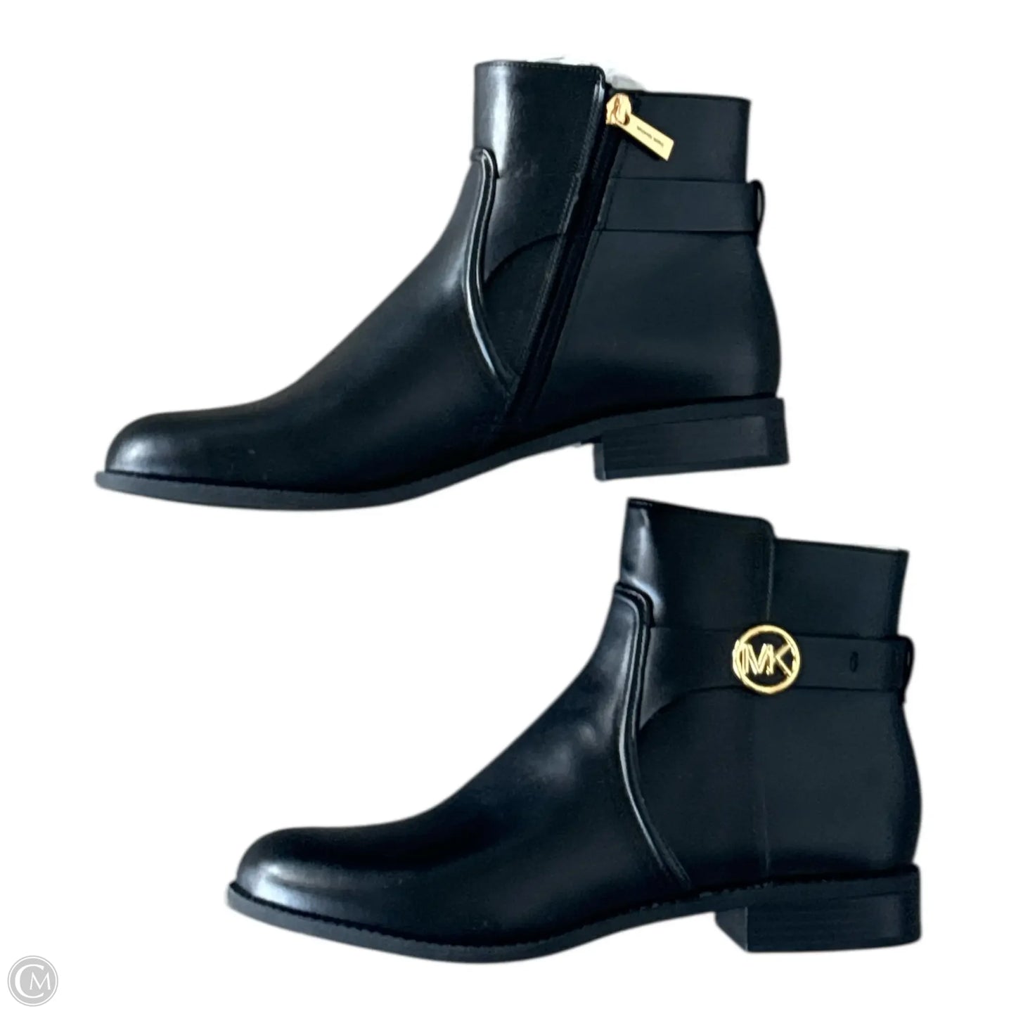 Boots Ankle Flats By Michael By Michael Kors In Black & Gold, Size: 11