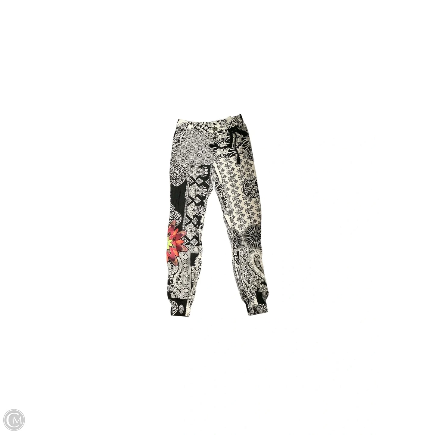 Pants Joggers By Desigual In Black & White, Size: S