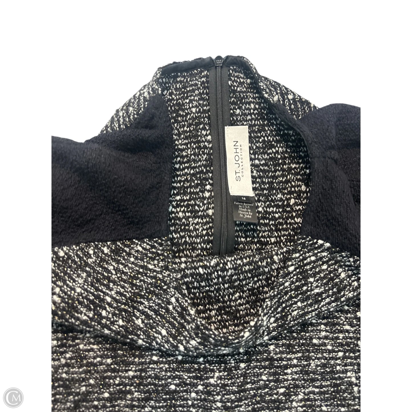 Dress Luxury Designer By St John Collection In Black & White, Size: 16