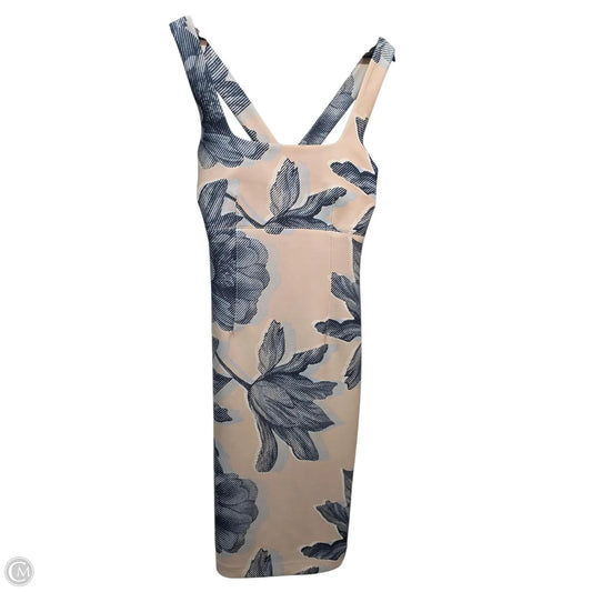 Dress Casual Midi By Donna Karan In Blue & Tan, Size: 8