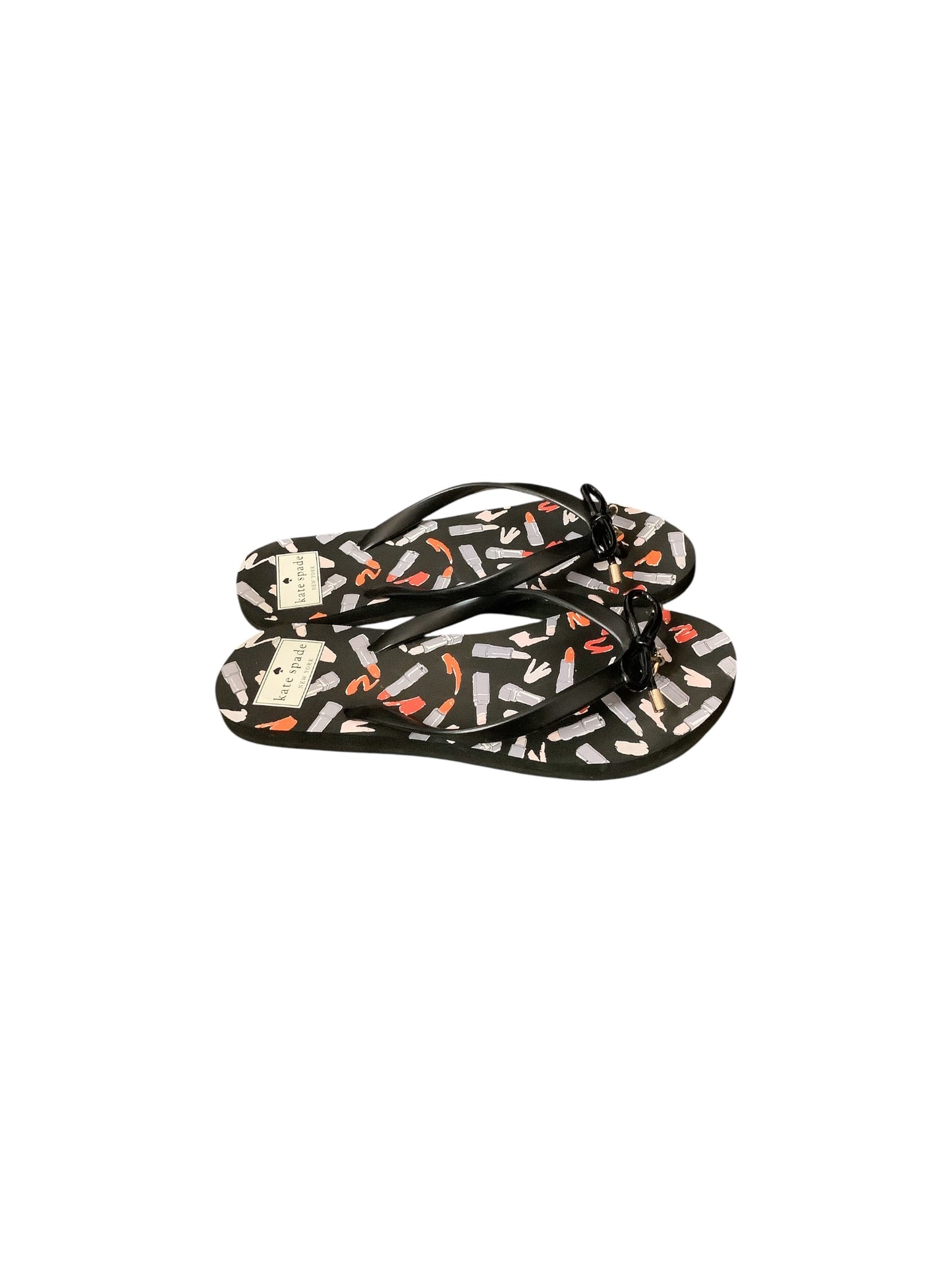 Sandals Flip Flops By Kate Spade In Black & Grey, Size: 7