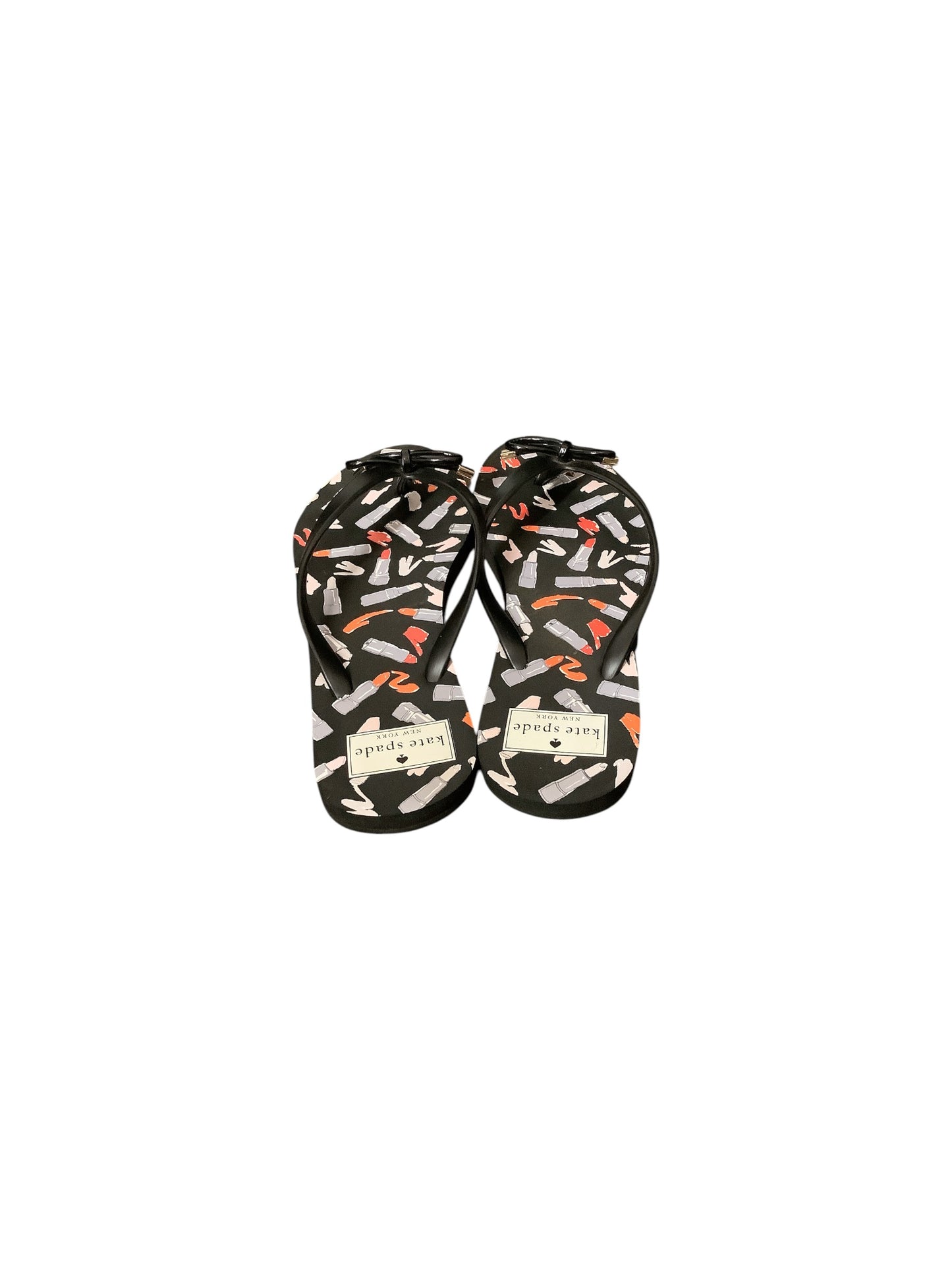 Sandals Flip Flops By Kate Spade In Black & Grey, Size: 7