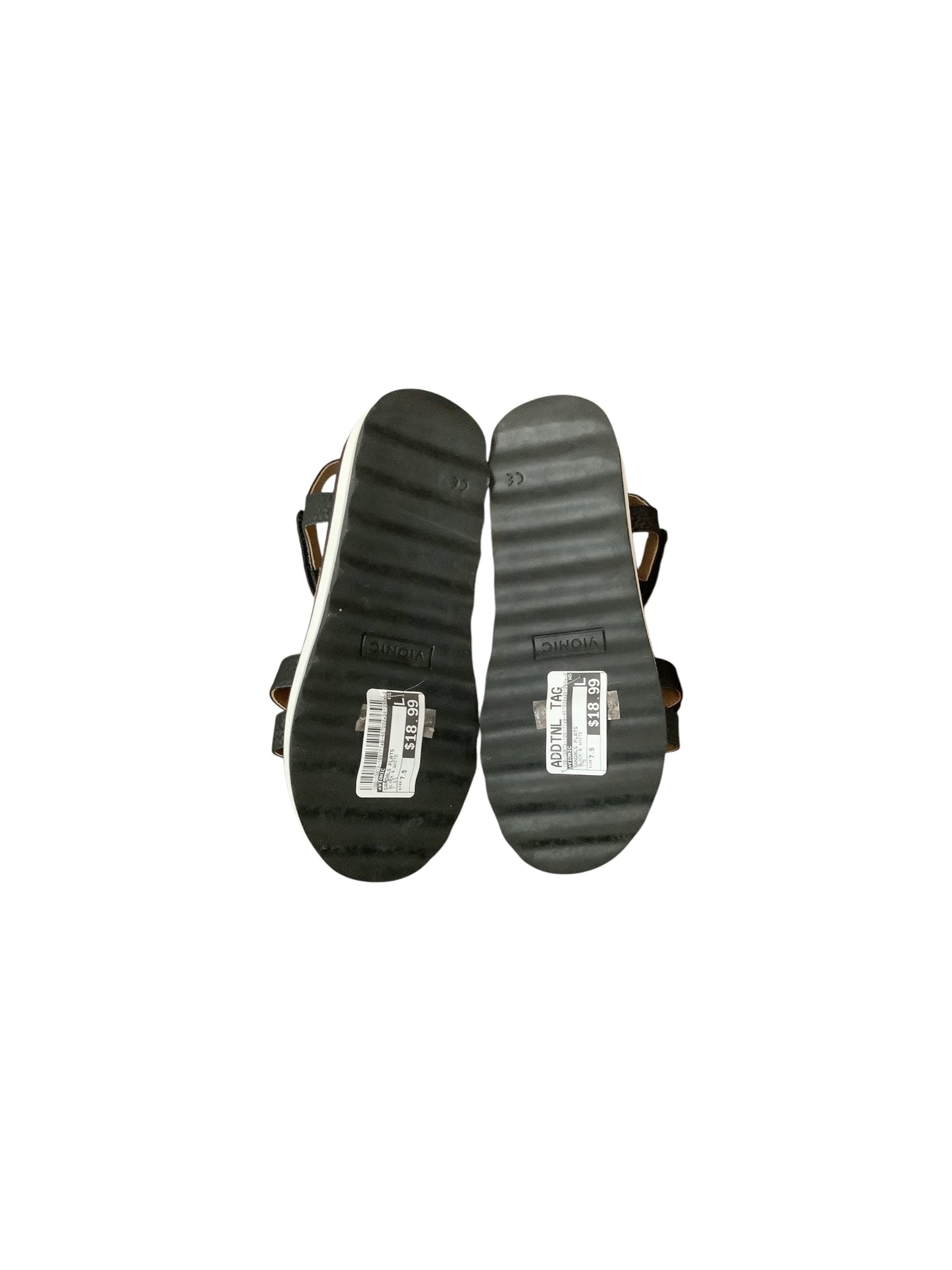 Sandals Flats By Vionic In Black & White, Size: 7.5