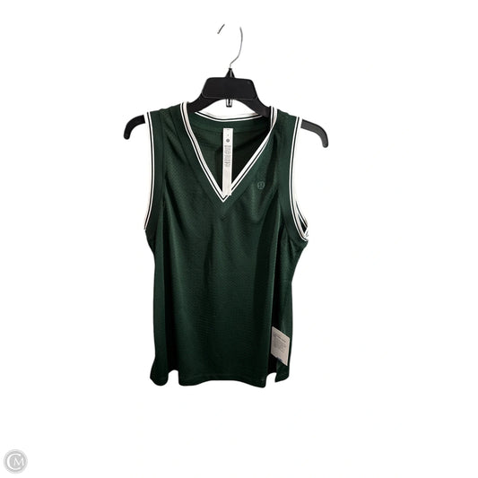 Athletic Tank Top By Lululemon In Green & White, Size: 8