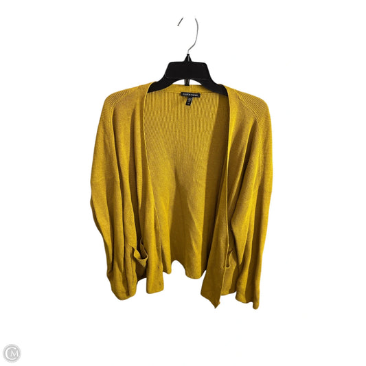 Sweater Cardigan By Eileen Fisher In Yellow, Size: L