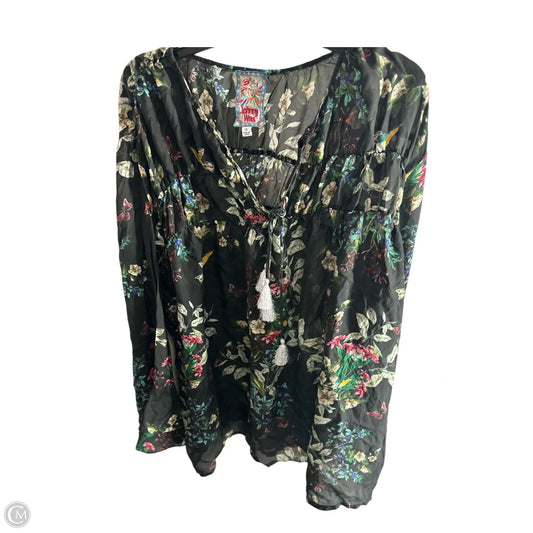 Top Long Sleeve By Johnny Was In Black & Green, Size: 1x