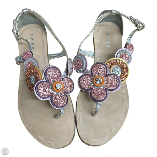 Sandals Luxury Designer By Miu Miu In Multi-colored