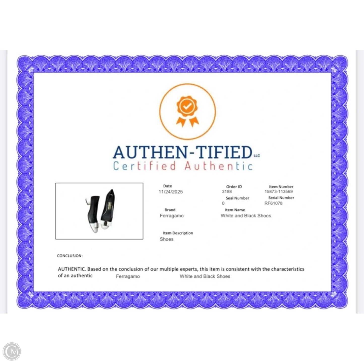 Shoes Luxury Designer By Ferragamo In Black & White, Size: 9.5