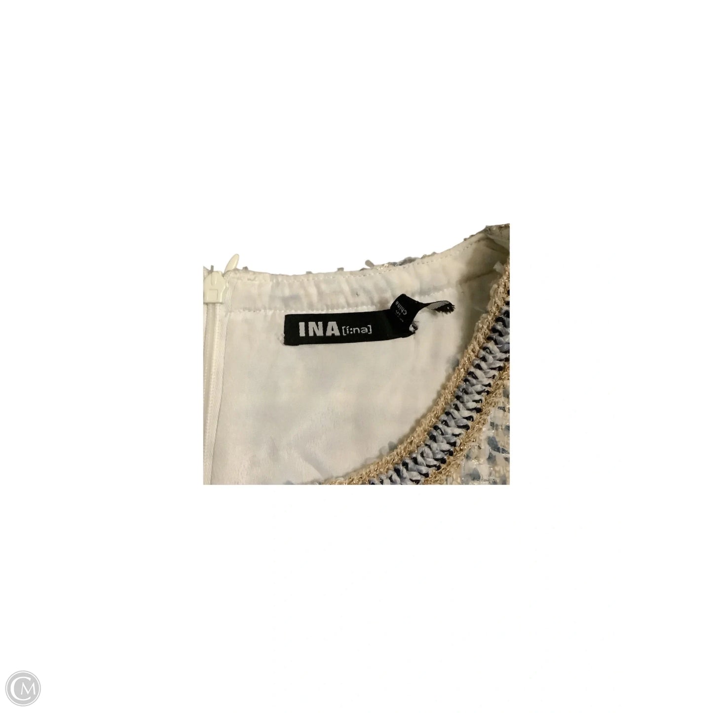 Dress Casual Midi By Clothes Mentor In Blue & Gold, Size: L