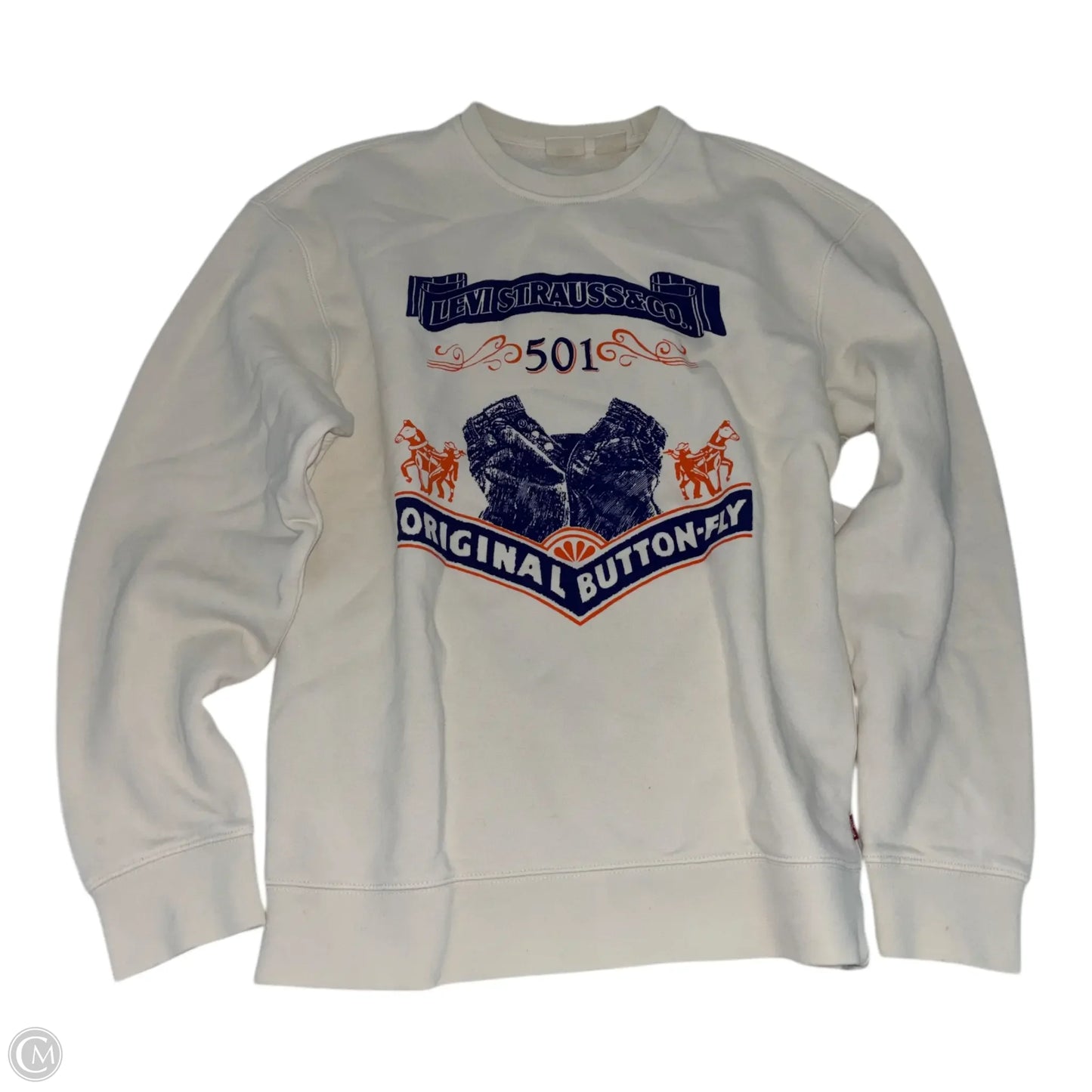 Sweatshirt Crewneck By Levis In Cream & Green, Size: Xs