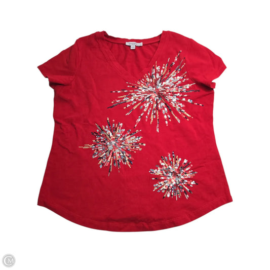 Top Short Sleeve Basic By Chicos In Red, Size: M