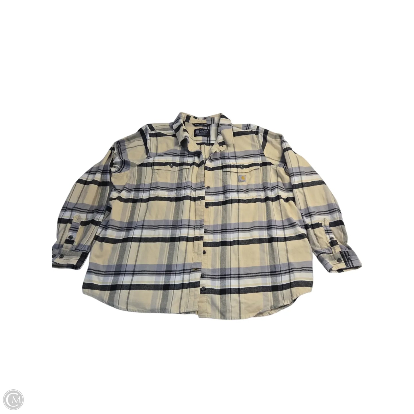 Top Long Sleeve Basic By Carhartt In Cream & Grey, Size: 2x