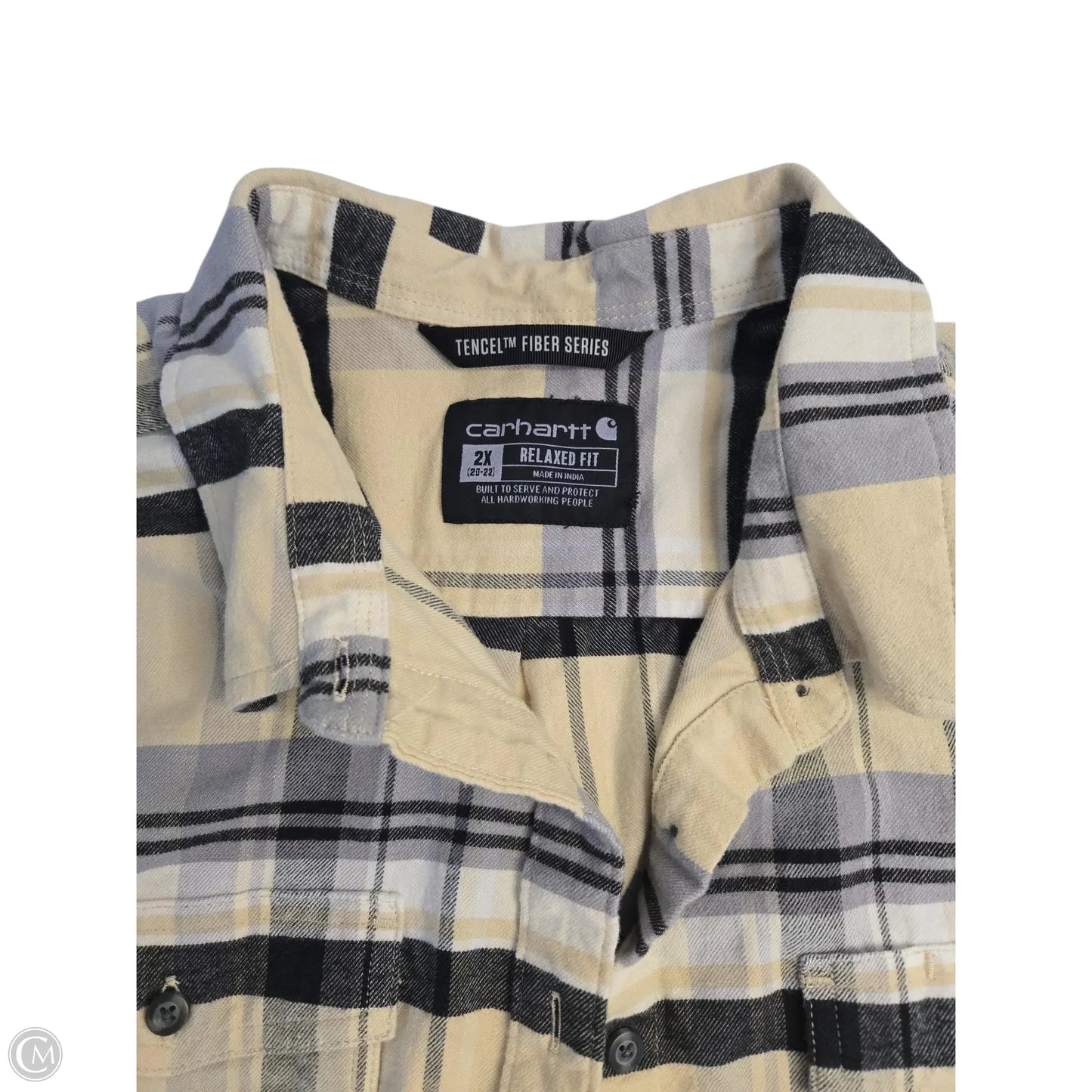 Top Long Sleeve Basic By Carhartt In Cream & Grey, Size: 2x