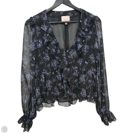 Top Long Sleeve Basic By Cinq A Sept In Black & Blue, Size: S