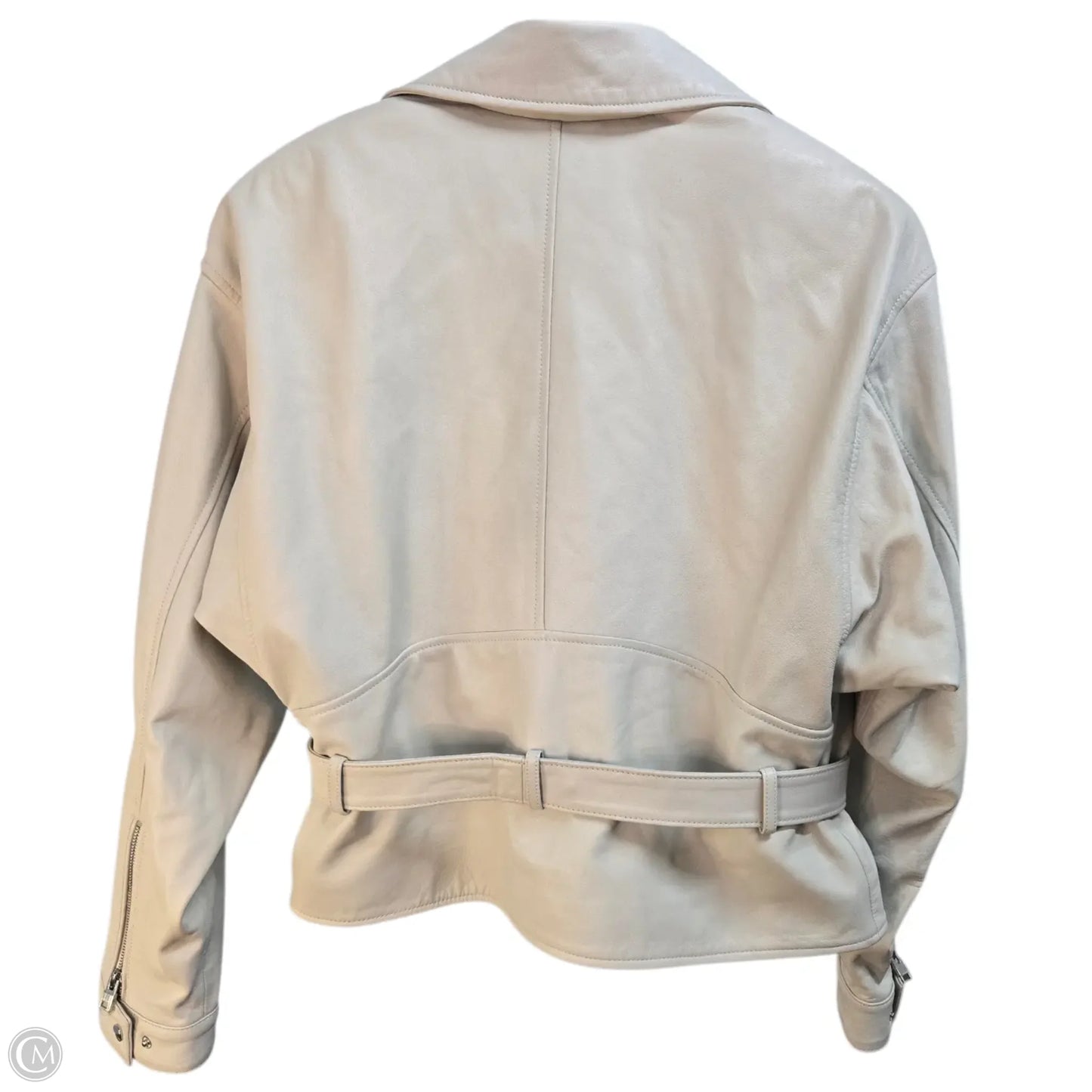 Jacket Moto Leather By Lamarque In Cream, Size: M