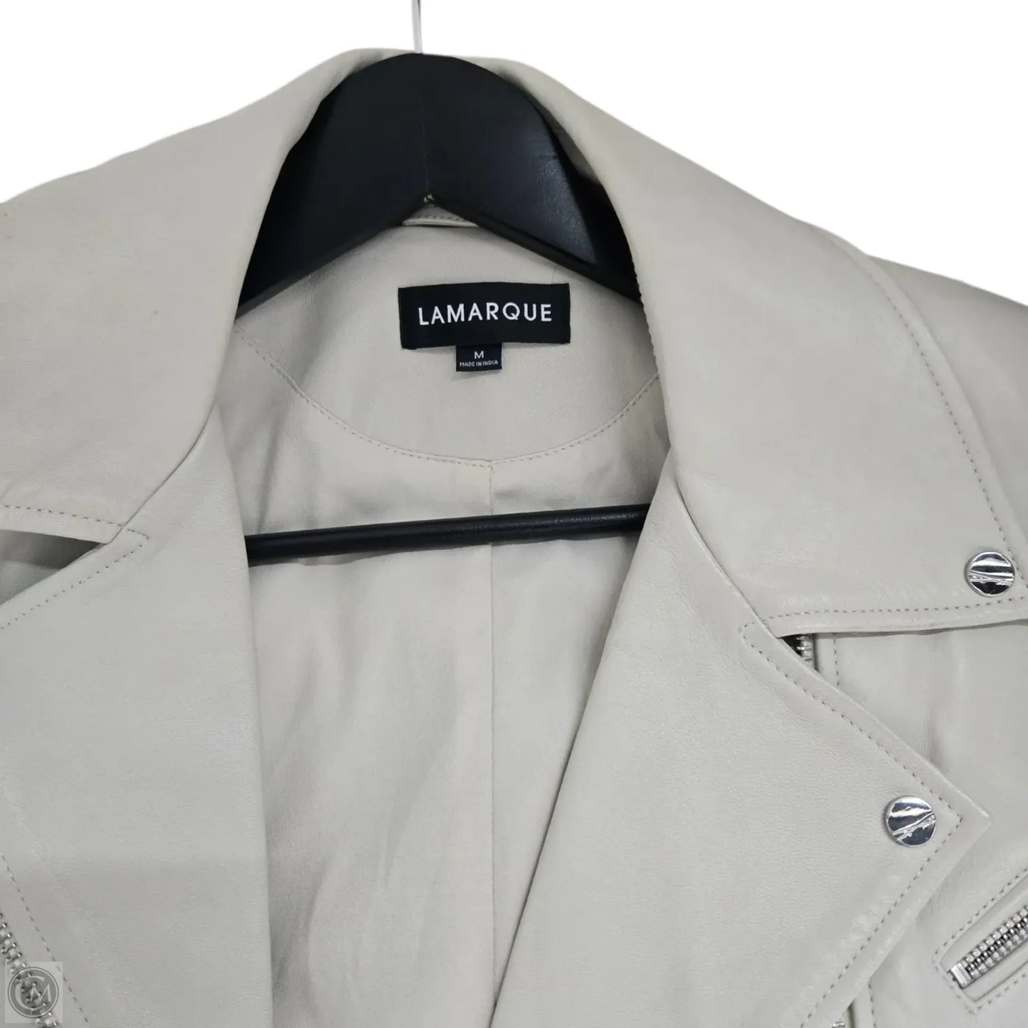 Jacket Moto Leather By Lamarque In Cream, Size: M