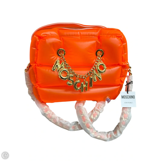 Luxury Designer By Moschino, Orange PVC Handbag Size: Large