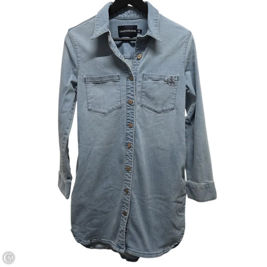 Dress Casual Midi By Calvin Klein In Blue Denim, Size: S