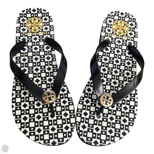 Sandals Designer By Tory Burch In Black & White, Size: 8