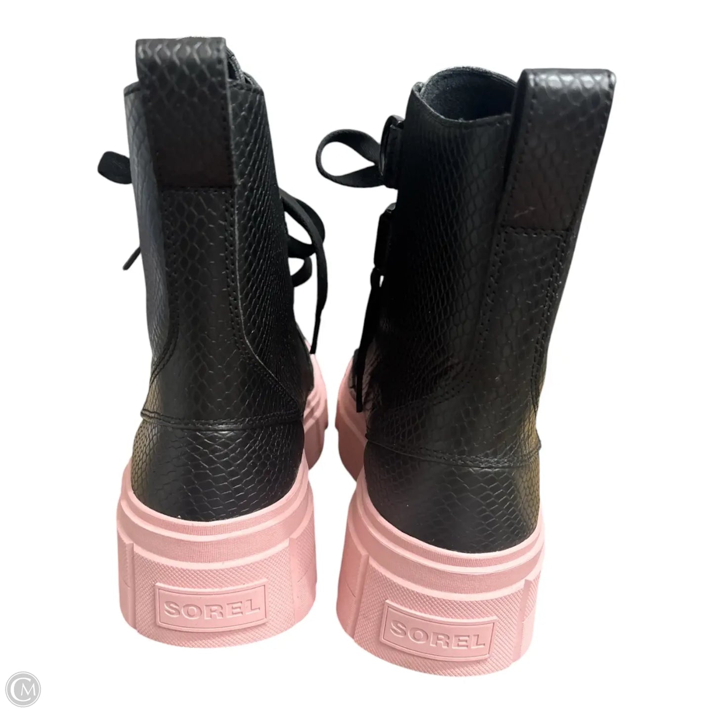 Boots Rain By Sorel In Black & Pink, Size: 10.5