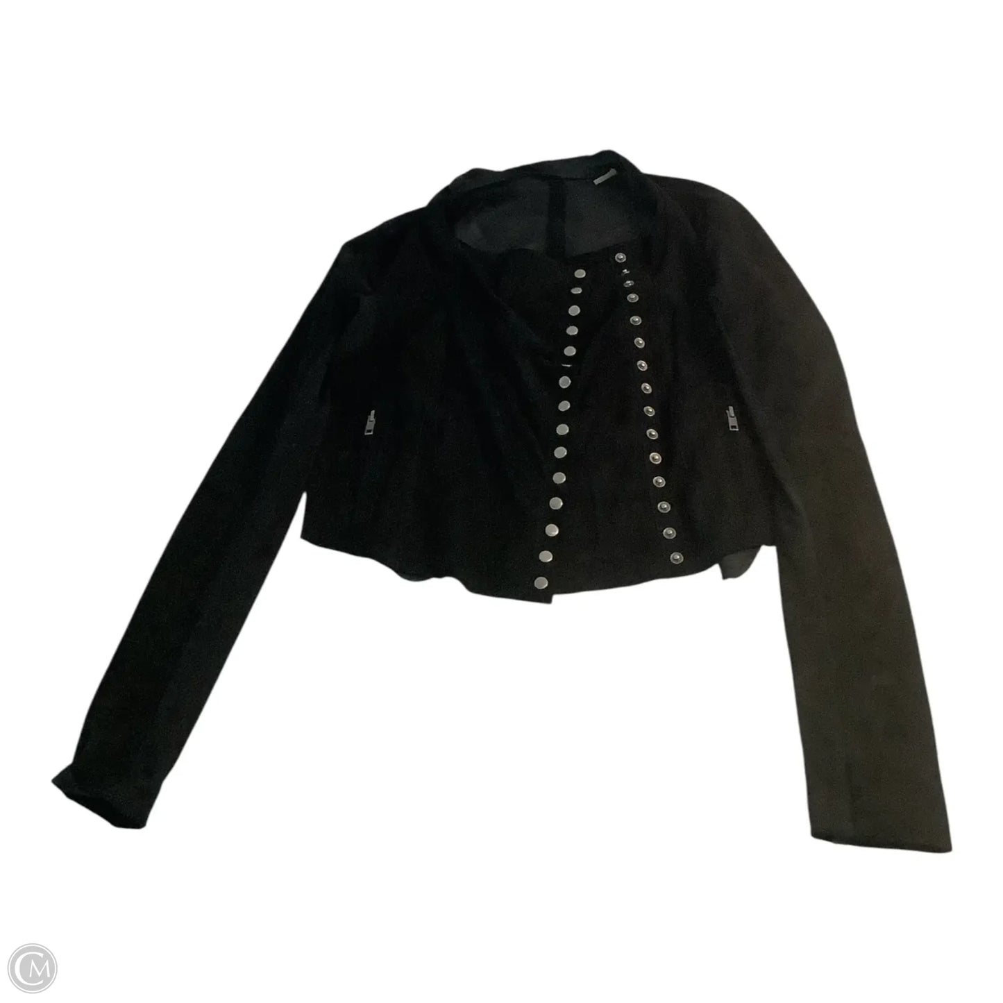 Jacket Leather By Clothes Mentor In Black & Silver, Size: S