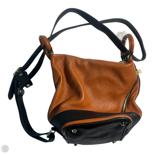 Handbag Leather By Valentina, Size: Medium