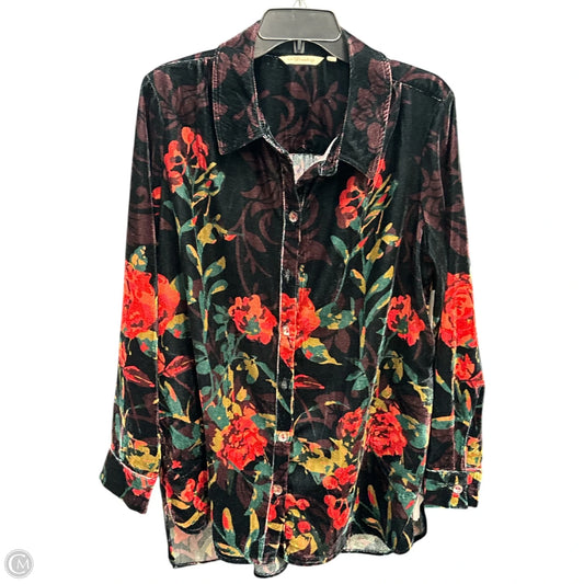 Top Long Sleeve Basic By Soft Surroundings In Black & Red, Size: Xl